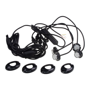 Modré výstražné LED svetlá 12/24V - 8x LED / 36 režimov blikania / ECE R10 (4ks)