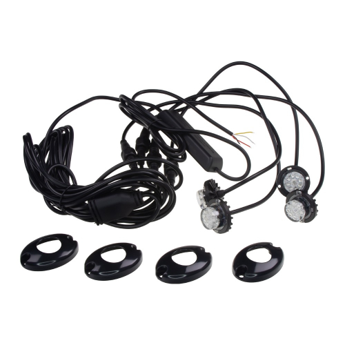 4x PROFI výstražné LED svetlo vonkajšie modré, 12-24V, ECE R10