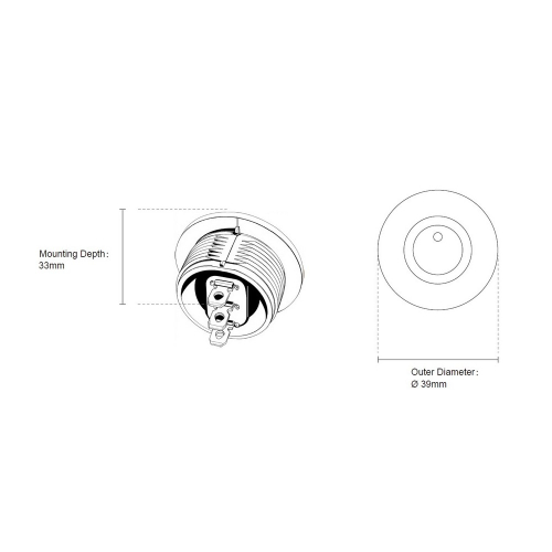 Rozměry 12V oranžového 20A kulaté spínače s LED diodou