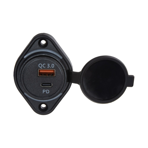 Použitie 12/24V povrchovej USB QC3.0+USB-C zásuvky s bielym pdosvietením