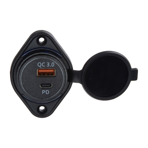 Použitie 12/24V povrchovej USB QC3.0+USB-C zásuvky s modrým pdosvietením