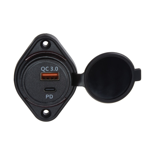 Použitie 12/24V povrchovej USB QC3.0+USB-C zásuvky s červeným pdosvietením