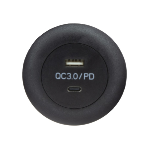 USB zásuvka 12V/24V - USB QC3.0 + USB-C / montáž do nábytku