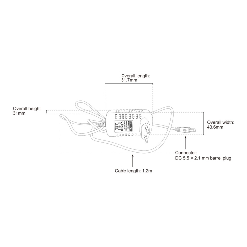 Použití adaptéru 230 V / 12 V / 2A pro USB QC3.0 + USB-C zásuvku pro montáž do nábytku