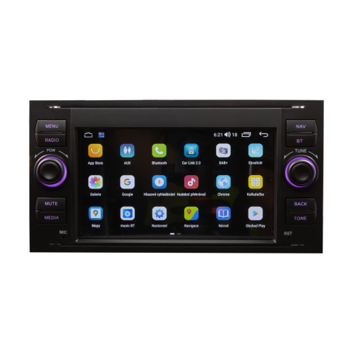 Použití multimediálního autorádia pro Ford 2005-2012 s 7" LCD, Android, Wi-Fi, GPS, CarPlay, Bluetooth, 4G, 2x USB