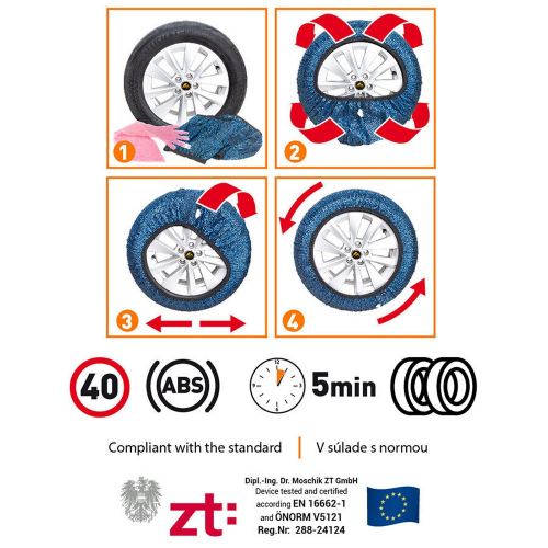 Parametre textilných snehových reťazí veľkosti L