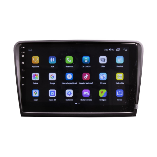 Menu aplikácií Android autorádia Škoda Superb – navigácia, Bluetooth a nastavenia