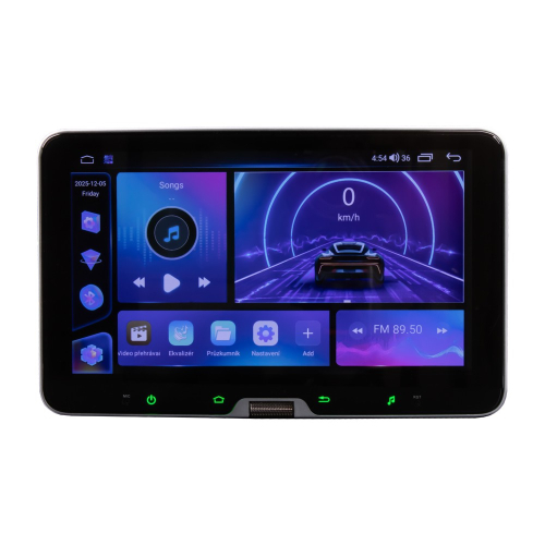 Domovská obrazovka Android autorádia s 10" displejom na kĺbe a multimediálnym menu