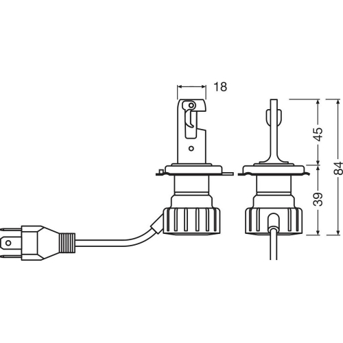 OSRAM NIGHT BREAKER LED SMART H4 H19 LED autožiarovka technický nákres a rozmery