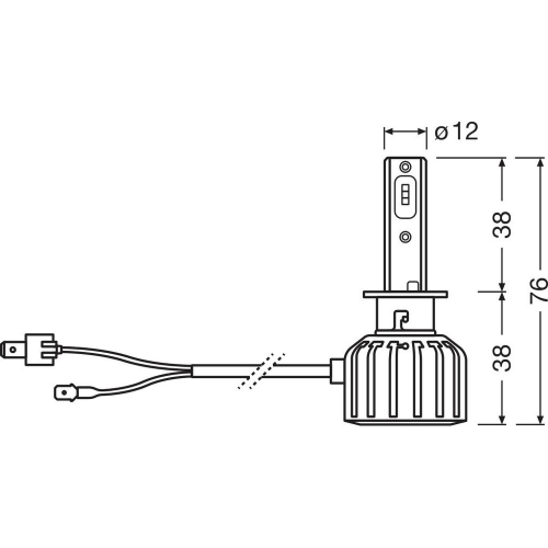 OSRAM NIGHT BREAKER LED H1 LED autožiarovka technický nákres a rozmery