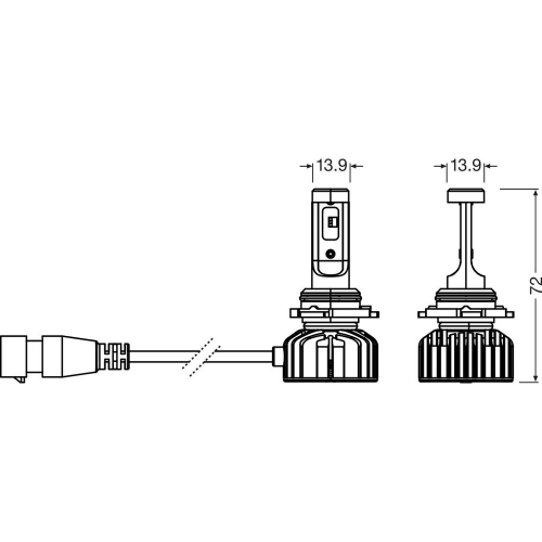 OSRAM NIGHT BREAKER LED SMART HB4 LED žiarovka technický nákres a rozmery