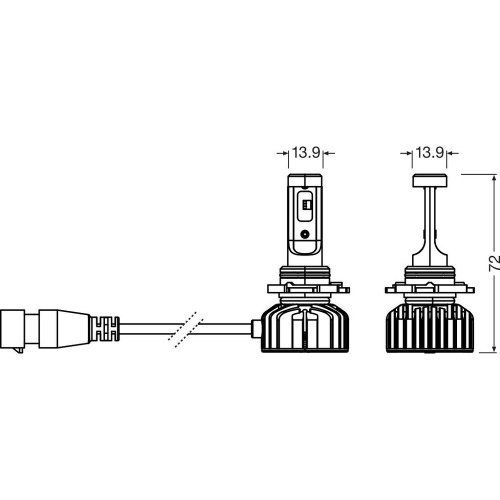 OSRAM NIGHT BREAKER LED SMART H10 LED žiarovka technický nákres a rozmery