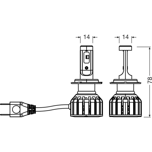 OSRAM NIGHT BREAKER LED START H7 LED autožiarovka technický nákres a rozmery