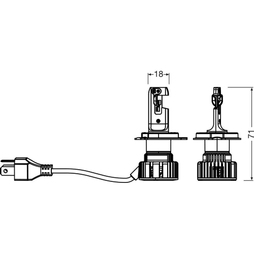 OSRAM NIGHT BREAKER LED START H4 LED autožiarovka technický nákres a rozmery