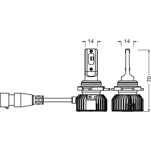 OSRAM NIGHT BREAKER LED SMART HIR2 LED autožiarovka technický nákres a rozmery