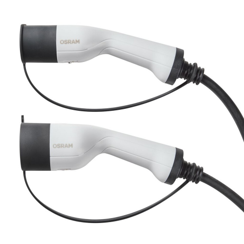 Detail konektorov OSRAM Type 2 s ochrannými krytkami pre bezpečné nabíjanie elektromobilu