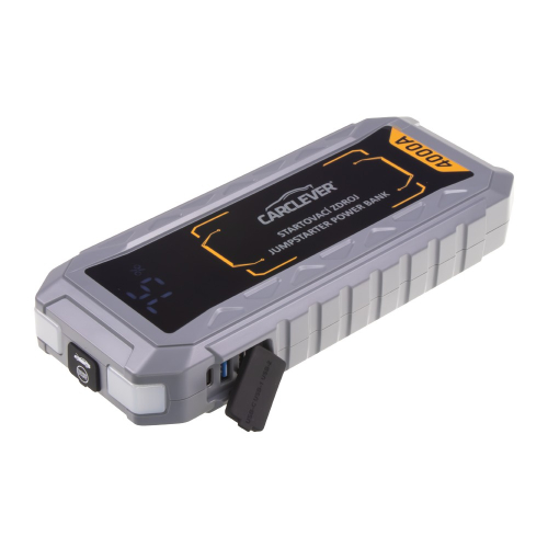Prenosný jump starter CARCLEVER s otvorenými USB portmi a prehľadným displejom