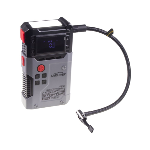 Sada CARCLEVER so štartovacím zdrojom, kompresorom, klipsami, USB káblom a redukciami v balení