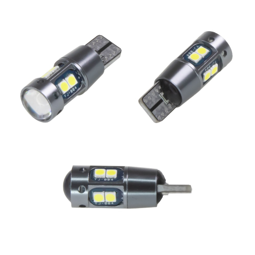 LED žiarovka T10 biela 10x 3030 SMD CAN-Bus z viacerých uhlov