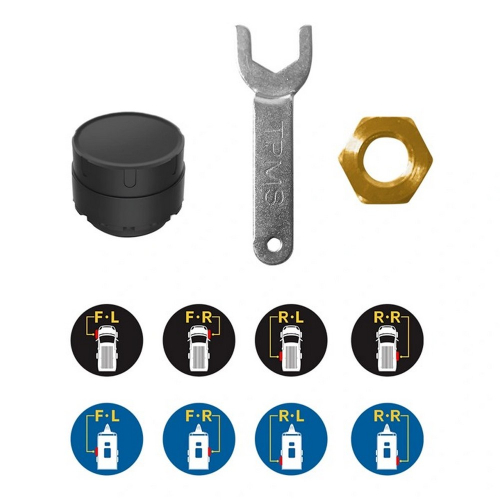 náhradný externý senzor TPMS prívesný vozík karavan obsah balenia kľúč matica pozície kolies
