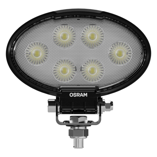 Oválny LED pracovný svetlomet OSRAM VX150-WD – čelný detail, 6 výkonných LED diód, polykarbonátová šošovka