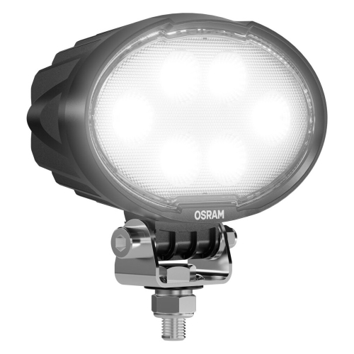 Rozsvietený pracovný svetlomet OSRAM LEDriving Oval VX150-WD – studená biela 6000 K, montážna konzola