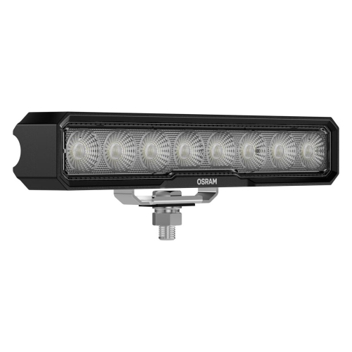 OSRAM LEDriving Lightbar VX250-WD – perspektívny pohľad, 8 LED diód, hliníkové telo s rebrovaním, montážna konzola 12 – 24 V