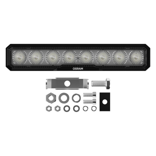 Kompletný montážny kit OSRAM LEDriving Lightbar VX250-WD – svetlomet s 8 LED diódami, konzola, skrutky, matice, podložky a gumová podložka