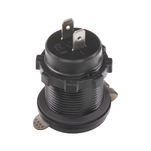 USB nabíjačka do panelu – pohľad zozadu na kontakty a závitové telo