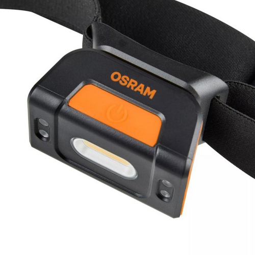 Detail tela čelovky OSRAM LEDinspect HEADTORCH 250 s oranžovým tlačidlom a snímačom pohybu