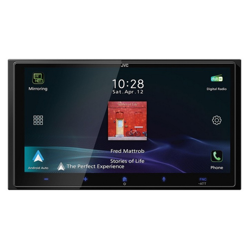 JVC KW-M795DBW 2DIN autoradio – bočný pohľad, Android Auto na displeji
