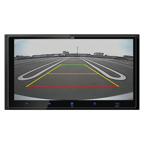 JVC KW-M795DBW 2DIN autoradio – zobrazenie cúvacej kamery s parkovacími líniami