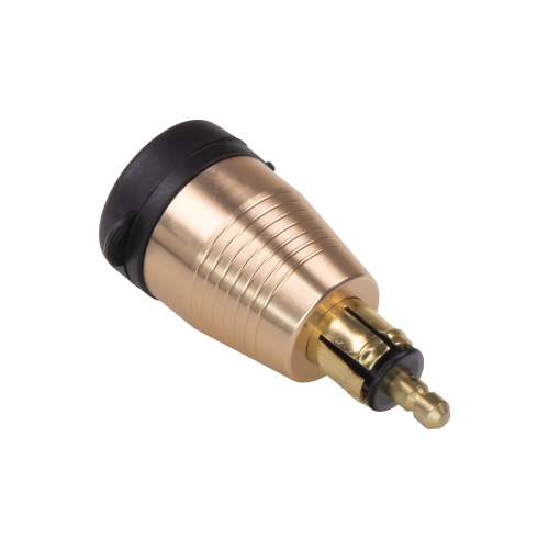 USB nabíjačka QC3.0 USB-C PD do DIN zásuvky – detail DIN zástrčky, pozlátené kontakty, tesnenie