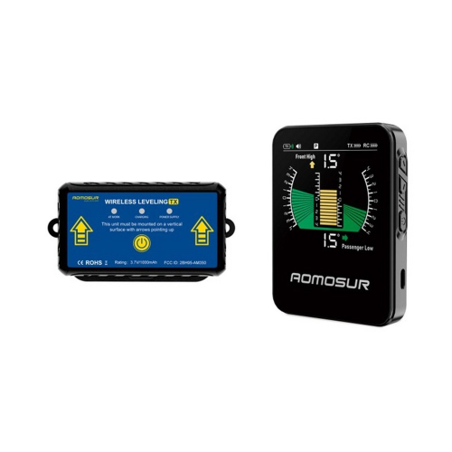 bezdrôtový náklonomer pre karavany – snímač a displej s grafickým zobrazením náklonu