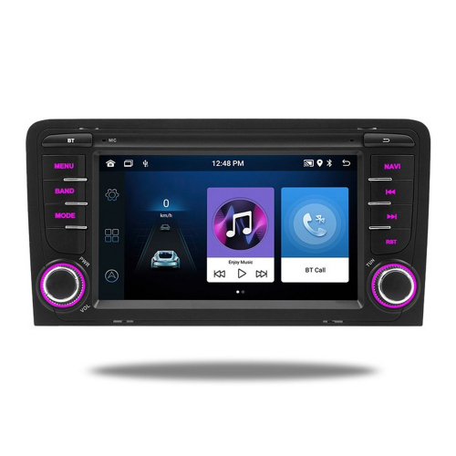 Autorádio pre Audi A3 – čelný pohľad, 7" dotykový displej, multicolor podsvietenie