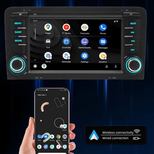 Autorádio pre Audi A3 – bezdrátový Android Auto, wireless connectivity