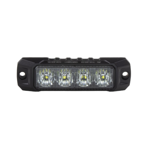 Výstražné LED svetlo biele CH-040 – čelný pohľad, 4 LED diódy, priehľadná šošovka, hliníkové telo