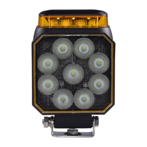 DUAL pracovný LED svetlomet 14 W s oranžovým majákom – IP69K, ECE R65, 10 – 90 V, rozptýlený lúč