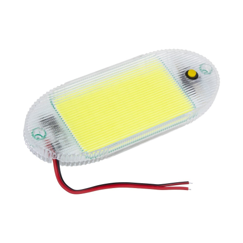 Oválne LED svietidlo interiéru 44× COB 145 × 58 mm – rozsvietený modul, studená biela 6 000 K, tlačidlový vypínač, rebrovaný kryt