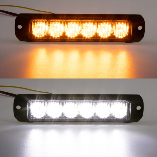 Výstražné LED svetlo CH-060AW – oranžová a biela farba, 6 LED diód, rozsvietený modul, povrchová montáž