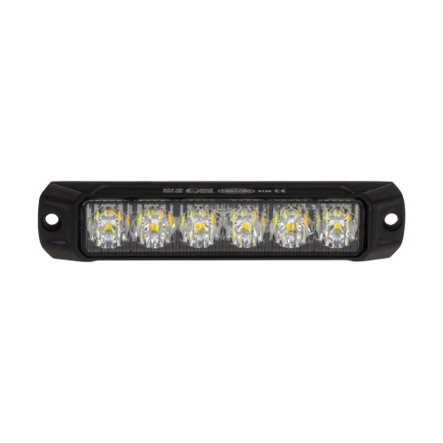 Výstražný LED predátor CH-060AW – čelný pohľad, 6 LED diód, priehľadná šošovka, hliníkové telo