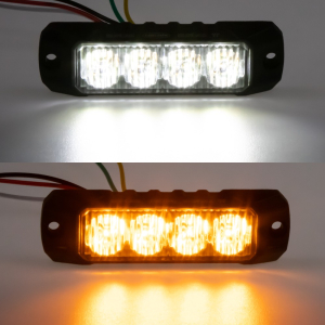 Výstražné LED svetlo oranžovo-biele 40 W – ECE R10, IP69K, 13 programov blikania, 12 – 24 V, povrchová montáž
