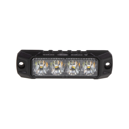 Výstražný LED predátor oranžovo-biely – čelný pohľad, 8 LED diód, priehľadná šošovka, hliníkové telo