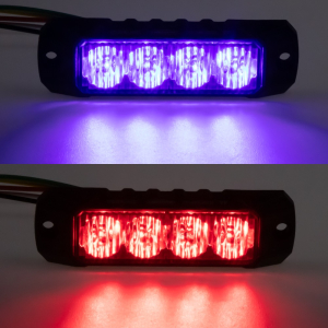 Modro-červený LED predátor 40 W – ECE R65, IP69K, 13 programov blikania, 12 – 24 V, povrchová montáž