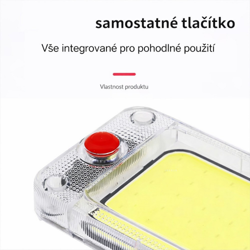 Detail tlačítkového vypínača LED svietidla – integrovaný priamo v tele modulu