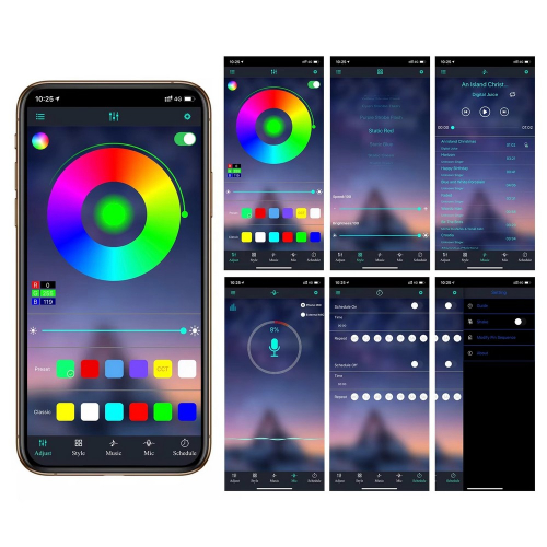 Rozmery LED pásiky 95RGB-SET23 – dĺžka 162 mm, hrúbka 6 mm, šírka 14 mm; tri pohľady na difúzny kryt