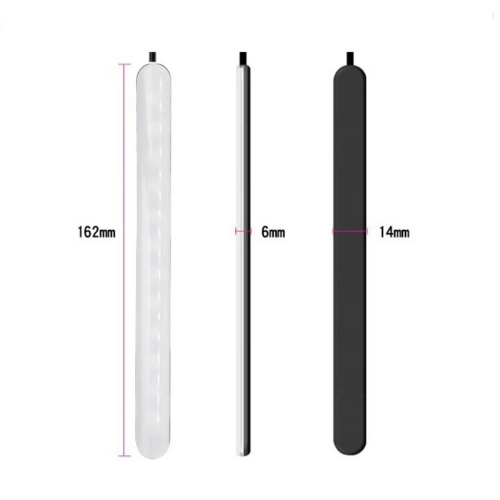 Tri pohľady na LED pásik 95RGB-SET23 – dĺžka 162 mm, hrúbka 6 mm, šírka 14 mm