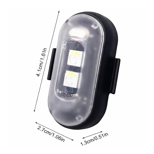 Mini LED výstražné svetielko – čelný pohľad, 2 LED diódy, rozmery 41 × 27 mm
