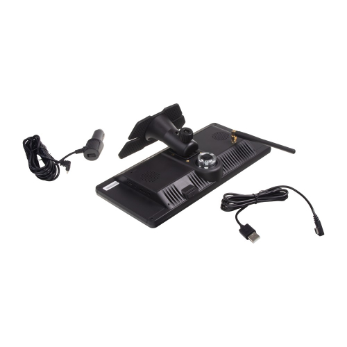 Obsah balenia – monitor s držiakom, CL napájací kábel s USB portom a nabíjací kábel USB/USB-C pre rámik ŠPZ