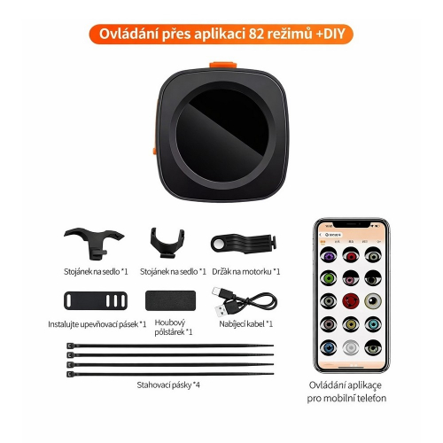 Obsah balenia a ovládanie svetla 95DE15 cez aplikáciu Eyemoji v mobile